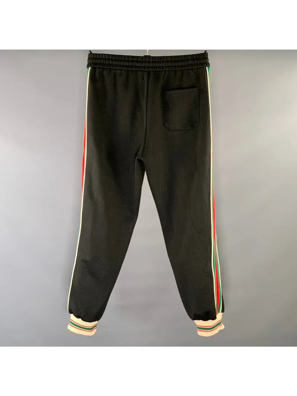 GUCCI Size L Black Monogram Cotton Sweatpants Casual Pants